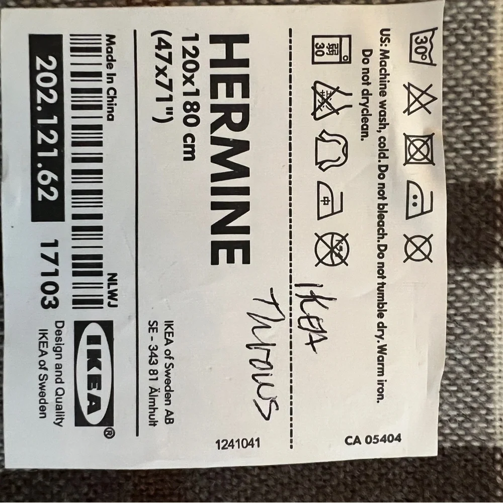 IKEA Hermine Gray and Brown Plaid Throw Blanket